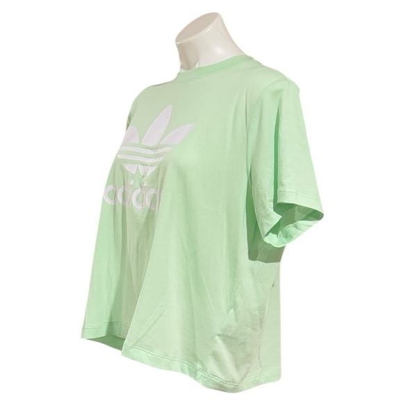 ADIDAS Women’s Adicolor Trefoil Boxy T-Shirt Semi Green Spark Size L NEW - Picture 3 of 6